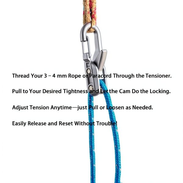 Rope Adjuster WKFQFGSZ Outdoor Cord Tightening Tool Silver 120in 3 Set-3