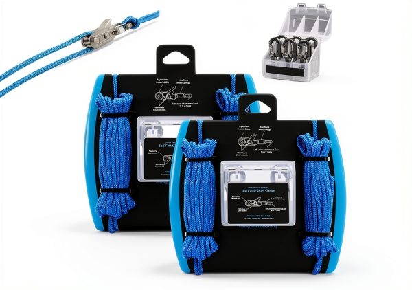 Rope Adjuster No More Knots by ERHE Stainless Steel Blue 2‑Pack-0