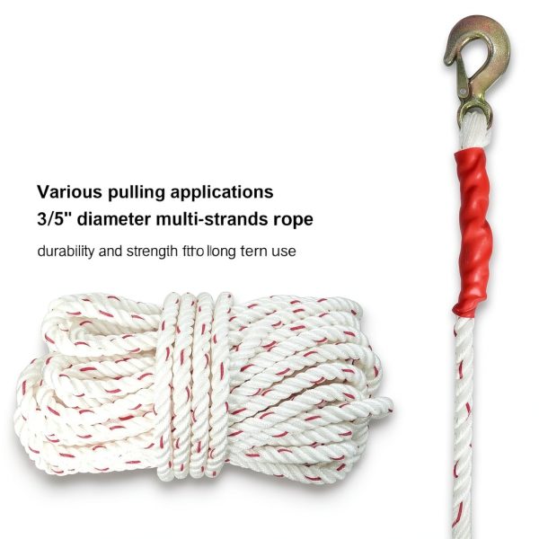 1.5-Ton Rope Puller Come Along Winch Heavy Duty with 100' Rope of 0.6" dia.& 2 Hooks Come Along Ratchet Power Puller Tool for Moving Boats, Securing Items, Transporting Logs-6