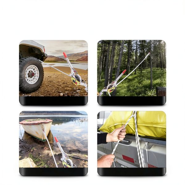 Rope Puller 3/4 Ton Capacity with 100' of 0.6" Dia. Rope, Come Along Winch, Rope Come Along Puller for Tree Felling-1