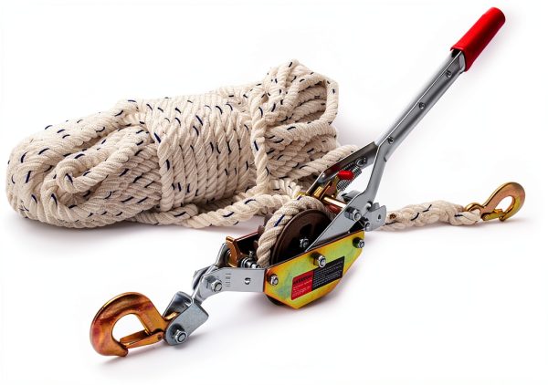 Rope Puller 3/4 Ton Capacity with 100' of 0.6" Dia. Rope, Come Along Winch, Rope Come Along Puller for Tree Felling-7