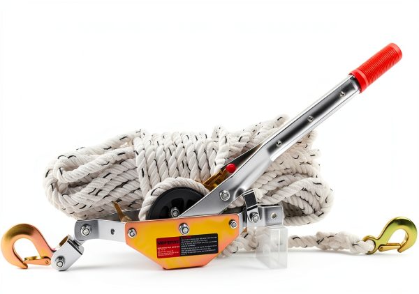 Rope Puller 3/4 Ton Capacity with 100' of 0.6" Dia. Rope, Come Along Winch, Rope Come Along Puller for Tree Felling-0