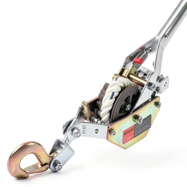 Rope Puller 3/4 Ton Capacity with 100' of 0.6" Dia. Rope, Come Along Winch, Rope Come Along Puller for Tree Felling-2