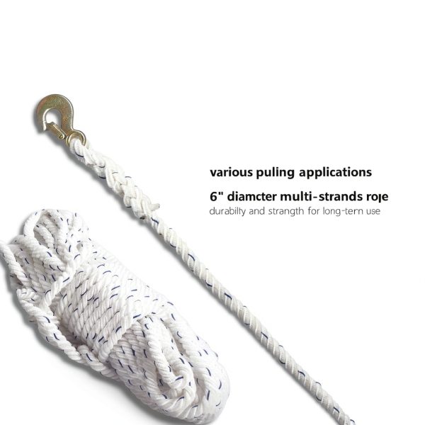 Rope Puller 3/4 Ton Capacity with 100' of 0.6" Dia. Rope, Come Along Winch, Rope Come Along Puller for Tree Felling-3
